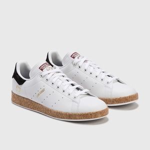 adidas White Sneakers with Black and Gold Accents